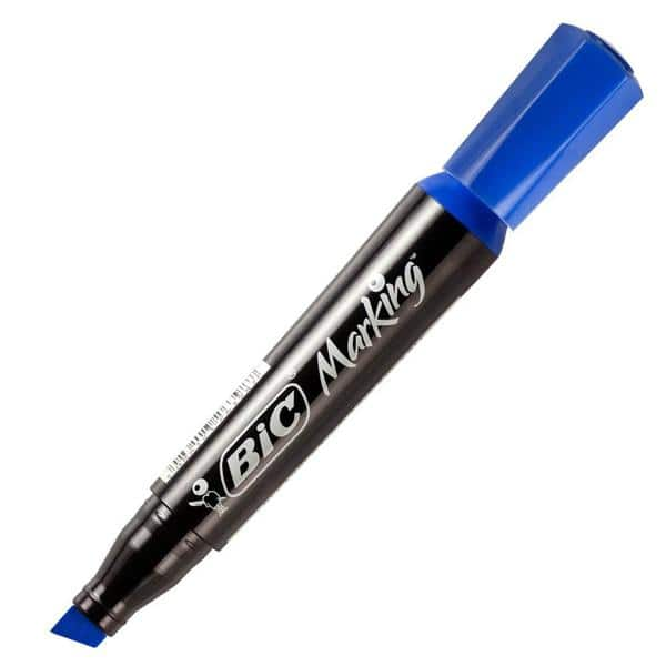 Marcador Permanente BIC Marking, Azul, Recarregável, Ponta Chanfrada, 1.5 a 3.0mm, 904212 - BT 1 UN