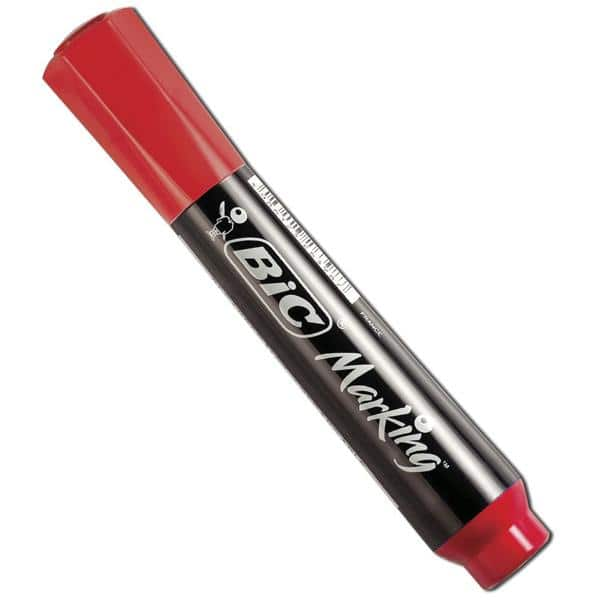 Marcador Permanente BIC Marking, Vermelho, Recarregável, Ponta Chanfrada, 1.5 a 3.0mm, 904214 - BT 1 UN