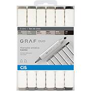 Caneta marcadora artística duo Graf, Tons de Cinza, 59.7700, Cis - BT 6 UN Caneta marcadora artística duo Graf, Tons de Cinza, 59.7700, Cis - BT 6 UN