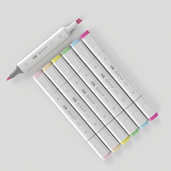 Caneta marcadora artística duo Graf, Tons Pastel, 59.7600, Cis - BT 6 UN