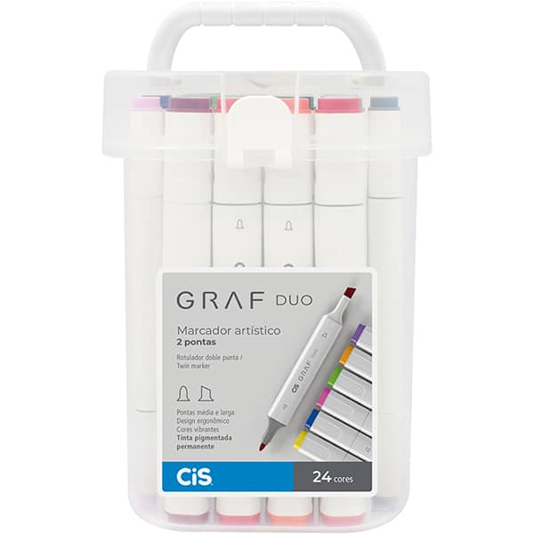 Caneta marcadora artística duo Graf, 24 cores, 59.7900, Cis - BT 24 UN