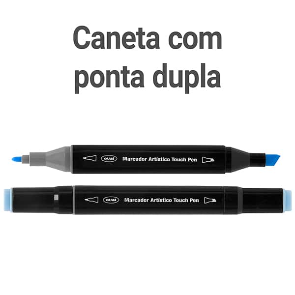 Caneta Marcadora Artística Touch Pen 80 Cores Ponta Dupla (Chanfrada e Fina) com Estojo com Zíper, Oval - BT 80 UN