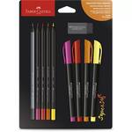 Kit Lettering Supersoft cores quentes, Faber-Castell - BT 10 UN