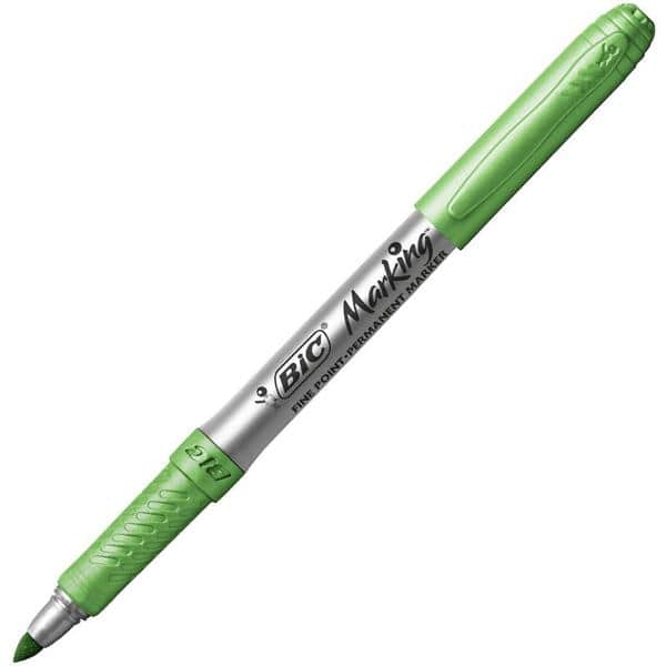 Pincel Marcador Permanente Tinta Metálica BIC Marking Intensity, Cor Verde, Ponta Média 1.1mm, Escreve em Superfícies Escuras, 971032 - 1 UN