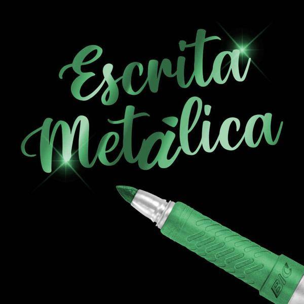 Pincel Marcador Permanente Tinta Metálica BIC Marking Intensity, Cor Verde, Ponta Média 1.1mm, Escreve em Superfícies Escuras, 971032 - 1 UN