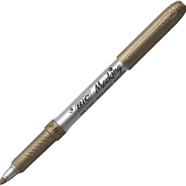 Pincel Marcador Permanente Tinta Metálica BIC Marking Intensity, Cor Bronze, Ponta Média 1.1mm, Escreve em Superfícies Escuras, 971034 - 1 UN