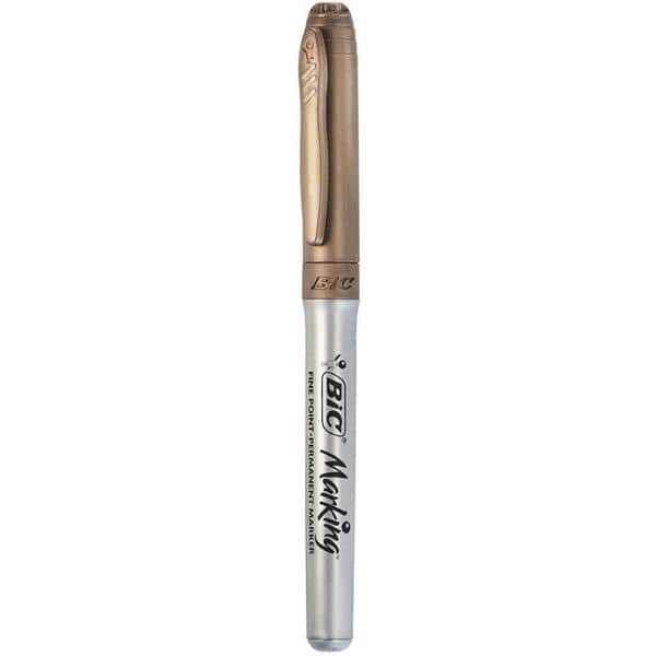 Pincel Marcador Permanente Tinta Metálica BIC Marking Intensity, Cor Bronze, Ponta Média 1.1mm, Escreve em Superfícies Escuras, 971034 - 1 UN