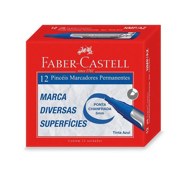 Pincel Marcador Permanente Azul, Faber-Castell - CX 12 UN