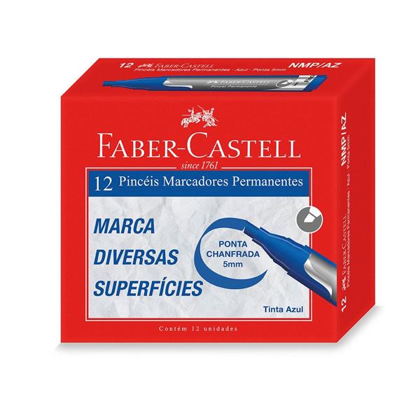 Pincel Marcador Permanente Azul, Faber-Castell - CX 12 UN Pincel Marcador Permanente Azul, Faber-Castell - CX 12 UN