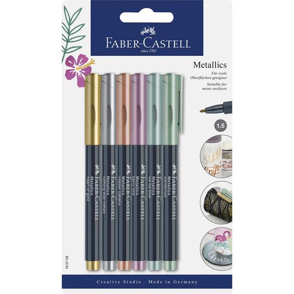 Marcador Permanente Metalic 6 Cores 1.5, Faber-Castell - CX 1 UN Marcador Permanente Metalic 6 Cores 1.5, Faber-Castell - CX 1 UN