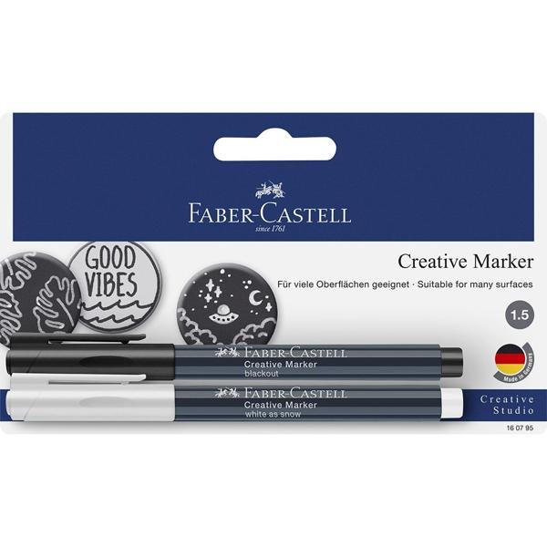 Marcador Permanente 2 Cores (Branco e Preto) 1.5, Faber-Castell - CX 1 UN