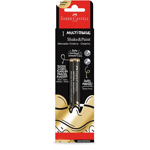 Pincel marcador permanente Multimark, 1mm/3mm, Ouro, MM/ESSP829, Faber-Castell - BT 1 UN