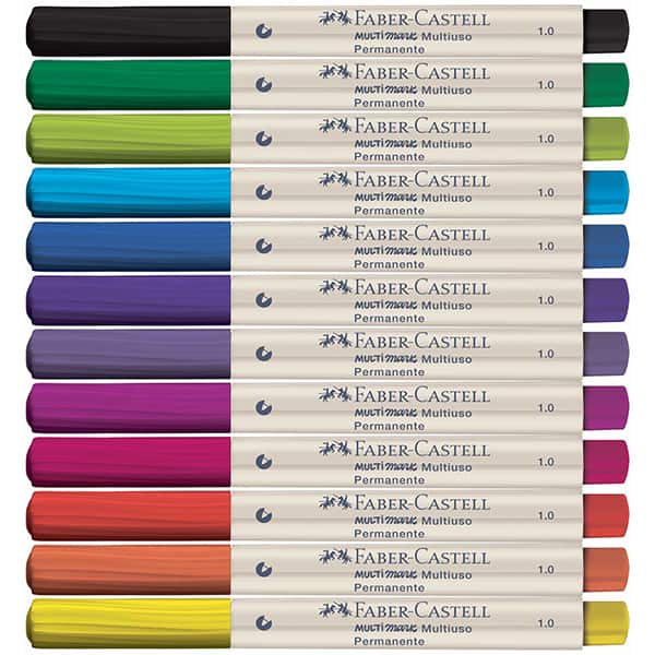 Pincel marcador permanente Multimark, 1.0mm, Display com 12 Cores, MM/10DI70Z, Faber-Castell - DP 70 UN