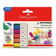 Caneta Marcador Permanente Multimark, à base de álcool, 1.0mm, Estojo com 6 Cores, MM/ES106ZF, Faber-Castell - CX 6 UN