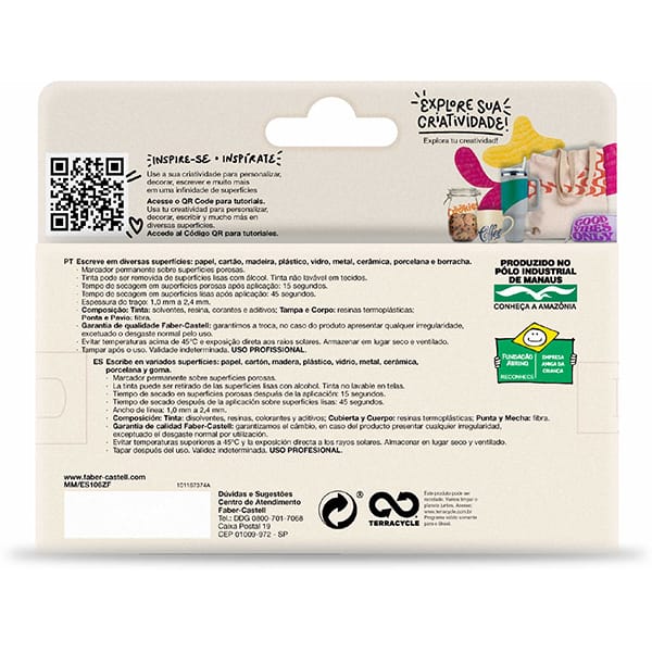 Pincel marcador permanente Multimark, 1.0mm, Estojo com 6 Cores, MM/ES106ZF, Faber-Castell - CX 6 UN