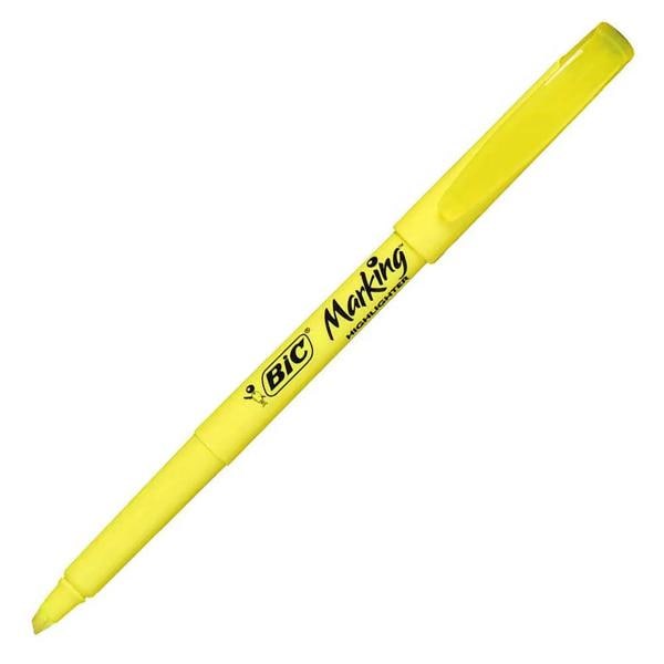 Marca Texto Amarelo Fluorescente Ponta Chanfrada traço de 1.5 - 3.5mm 854815 BIC BT 1 UN