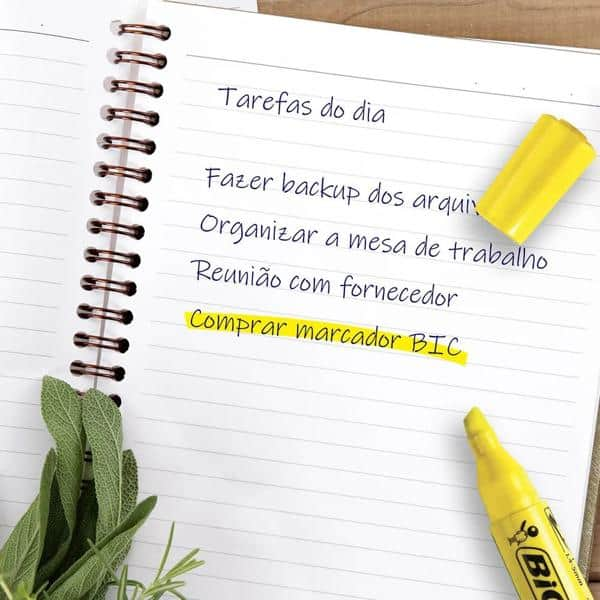 Marca Texto Amarelo Fluorescente Ponta Chanfrada 904396 BIC CX 12 UN