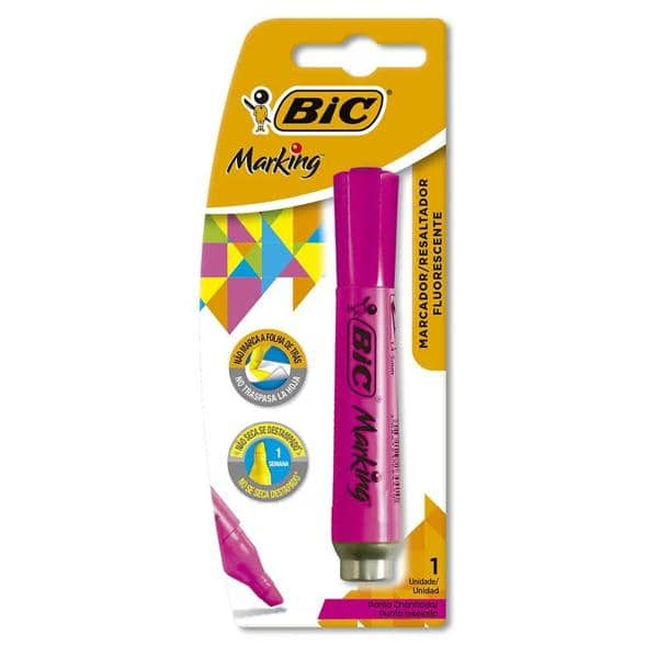 Marca Texto Rosa Fluorescente Ponta Chanfrada 1.5 904199 BIC BT 1 UN