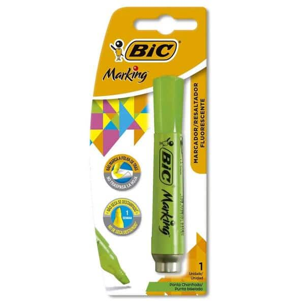 Marca Texto Verde Fluorescente Ponta Chanfrada 1.5 904199 BIC BT 1 UN