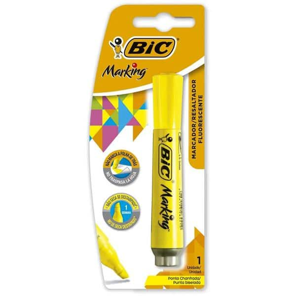 Marca Texto Amarelo Fluorescente Ponta Chanfrada 1.5 904196 BIC BT 1 UN