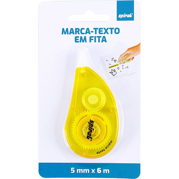 Marca texto em fita, Amarelo, 5 mm x 6 m, CHH0819, Spiral - BT 1 UN