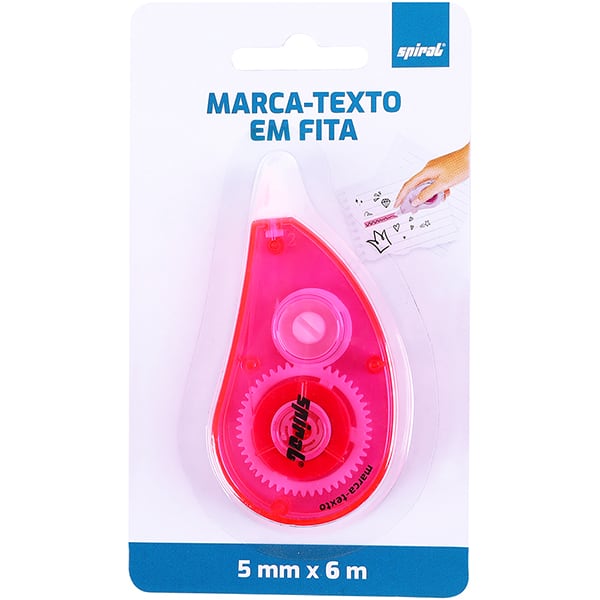 Marca texto em fita, Rosa, 5 mm x 6 m, CHH0819, Spiral - BT 1 UN