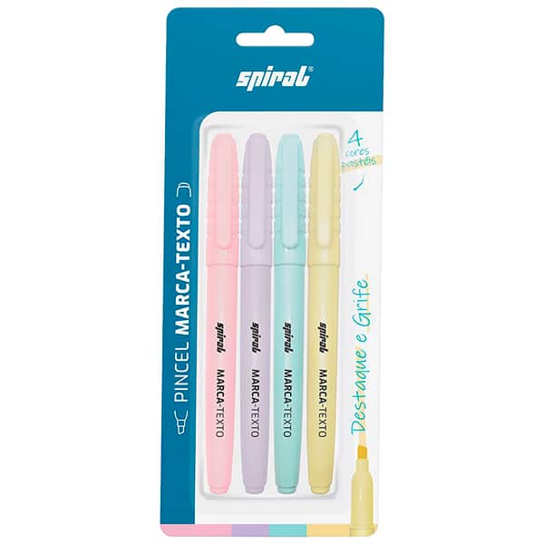Pincel Marca Texto Tom Pastel, Spiral - BT 4 UN