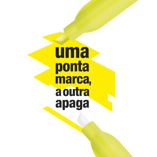Marca Texto Apagável com Ponta Chanfrada, Amarelo, Oval - 1 UN