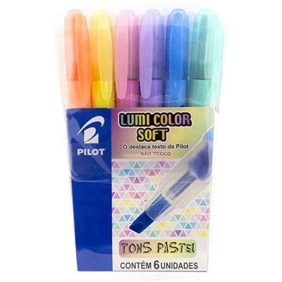 Pincel marca texto lumi-color pastel 6 cores Pilot BT 1 UN