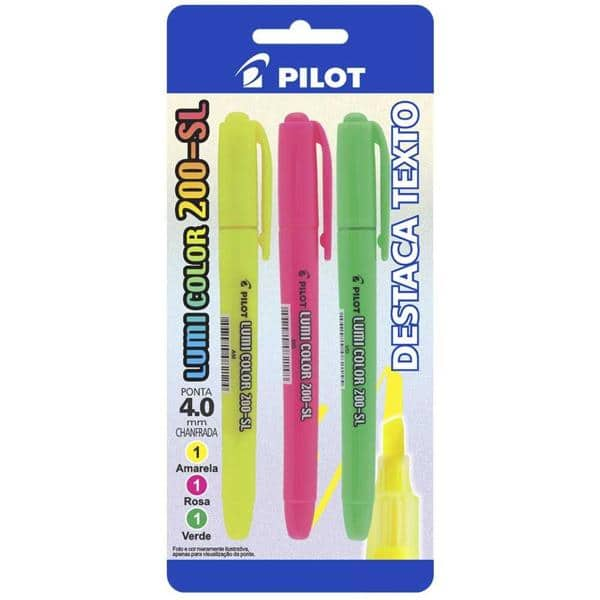 Pincel marca texto lumi-color 200-sl am/vd/rs Pilot BT 3 UN