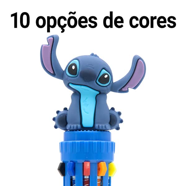 Caneta esferográfica retrátil, ponta de 0,7mm, 10 cores, Stitch, Spiral  - 1 UN