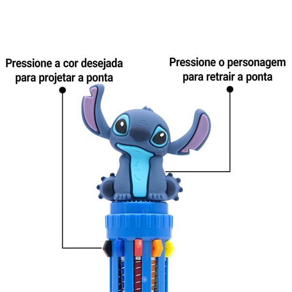Caneta esferográfica retrátil, ponta de 0,7mm, 10 cores, Stitch, Spiral  - 1 UN