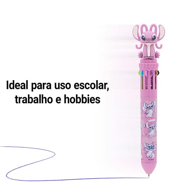 Caneta esferográfica retrátil, ponta de 0,7mm, 10 cores, Angel, Spiral - 1 UN