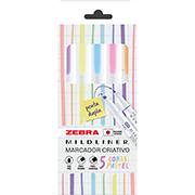 Pincel marca texto Mildliner com 5 cores pastel, 23.079, Zebra - BT 5 UN Pincel marca texto Mildliner com 5 cores pastel, 23.079, Zebra - BT 5 UN
