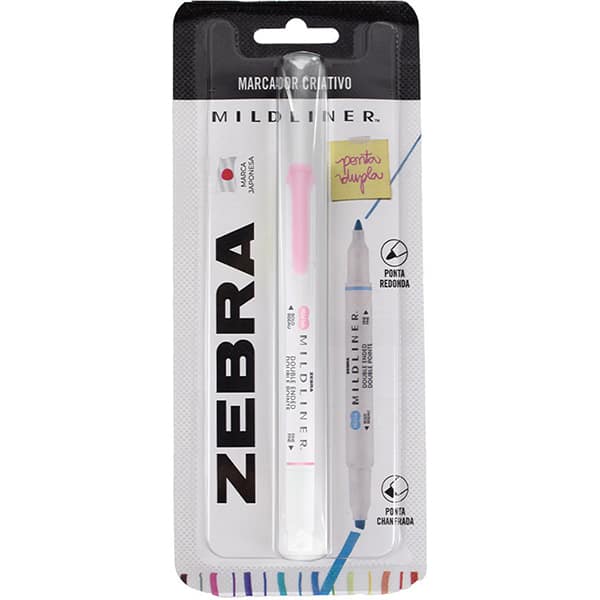 Pincel marca texto Mildliner, Ponta dupla, Rosa, 23.024, Zebra - BT 1 UN Pincel marca texto Mildliner, Ponta dupla, Rosa, 23.024, Zebra - BT 1 UN