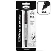 Caneta para retro-projetor CD e DVD, Ponta dupla de 0,5mm e 2,0mm, Preto, PY108201, Oval - BT 1 UN