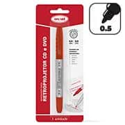 Caneta para retro-projetor CD e DVD, Ponta dupla de 0,5mm e 2,0mm, Vermelha, PY108201, Oval - BT 1 UN