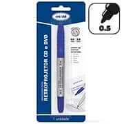Caneta para retro-projetor CD e DVD, Ponta dupla de 0,5mm e 2,0mm, Azul, PY108201, Oval - BT 1 UN
