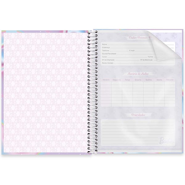 Caderno Universitário Capa Dura, 1 x 1, 80 Folhas, Barbie, 2515459, Spiral Brb - PT 1 UN