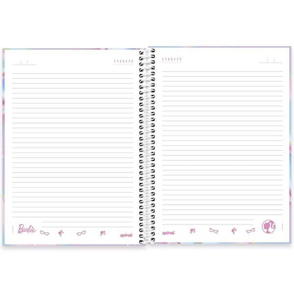 Caderno Universitário Capa Dura, 1 x 1, 80 Folhas, Barbie, 2515459, Spiral Brb - PT 1 UN