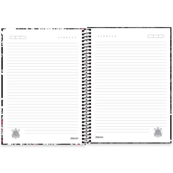 Caderno Universitário Capa Dura 1x1 80 Folhas Corinthians Spiral - PT 1 UN