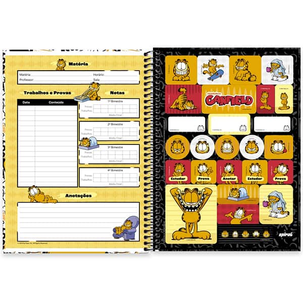 Caderno Universitário Capa Dura, 1 x 1, 80 Folhas, Garfield, 2515404, Spiral Gar - PT 1 UN