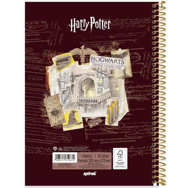 Caderno Universitário Capa Dura, 1 x 1, 80 Folhas, Harry Potter, 2519679, Spiral Hpt - PT 1 UN