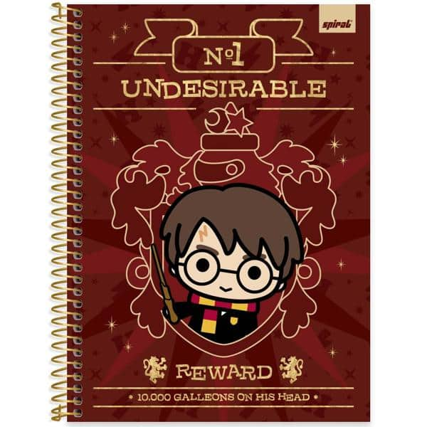 Caderno Universitário Capa Dura, 1 x 1, 80 Folhas, Harry Potter Charms, 2513226, Spiral Hpc - PT 1 UN