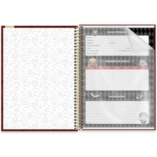 Caderno Universitário Capa Dura, 1 x 1, 80 Folhas, Harry Potter Charms, 2513226, Spiral Hpc - PT 1 UN