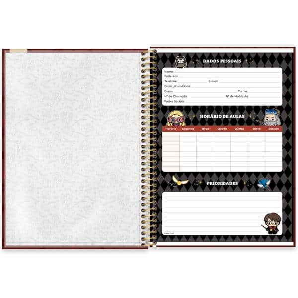 Caderno Universitário Capa Dura, 1 x 1, 80 Folhas, Harry Potter Charms, 2513226, Spiral Hpc - PT 1 UN