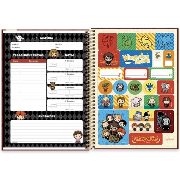 Caderno Universitário Capa Dura, 1 x 1, 80 Folhas, Harry Potter Charms, 2513226, Spiral Hpc - PT 1 UN