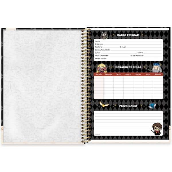 Caderno Universitário Capa Dura, 1 x 1, 80 Folhas, Harry Potter Charms, 2513233, Spiral Hpc - PT 1 UN