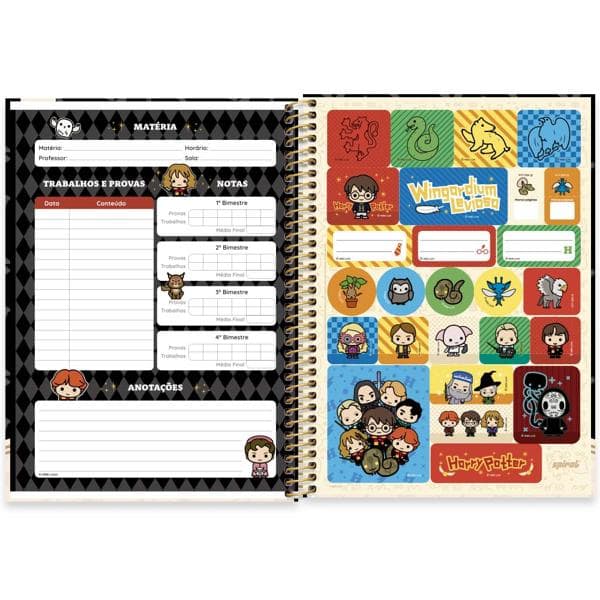 Caderno Universitário Capa Dura, 1 x 1, 80 Folhas, Harry Potter Charms, 2513233, Spiral Hpc - PT 1 UN