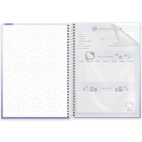 Caderno Universitário Capa Dura, 1 x 1, 80 Folhas, Hello Kitty, 2513660, Spiral Hki - PT 1 UN